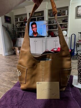 Hype Tan Leather Shoulder Hobo Bag with Wrapped Handle and matching wallet